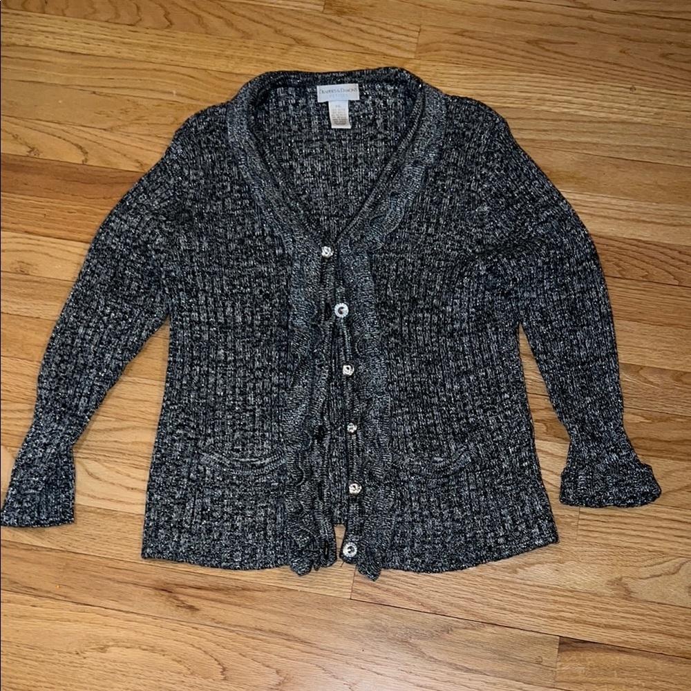 Gorgeous *sparkly* gray cardigan with gemstone buttons!
